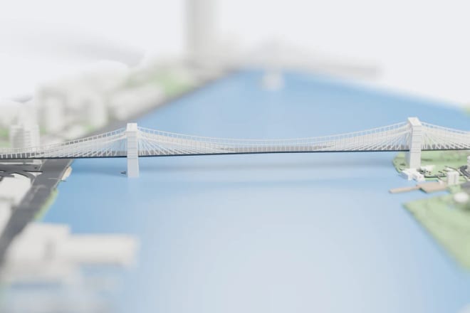 3D printable New York map with the Brooklyn and Manhattan bridges