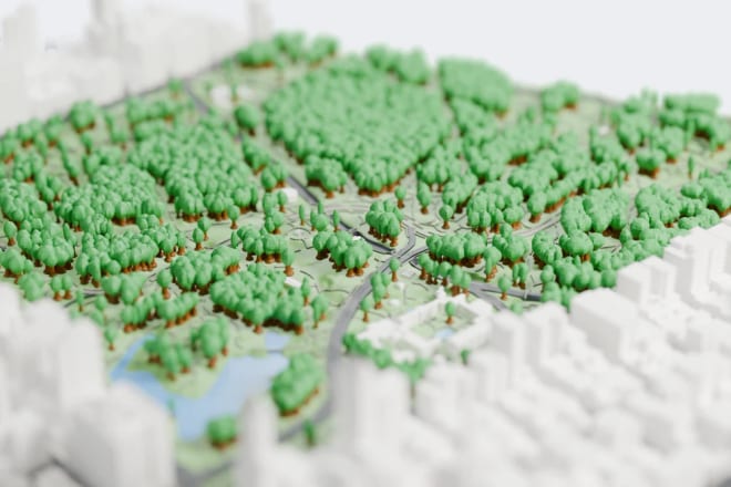 3D printed Central Park map with individual trees